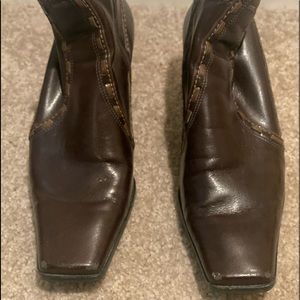 Franco Sarto Leather Brown Booties Womens Size 6m Zip Up Ankle Boots